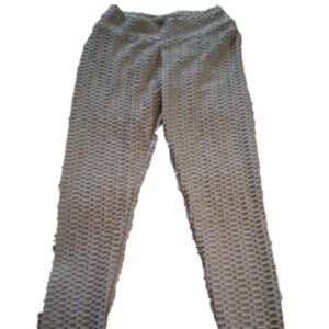 Women's Size Large Gray High Waisted Butt Lifting Textured Full Length Leggings